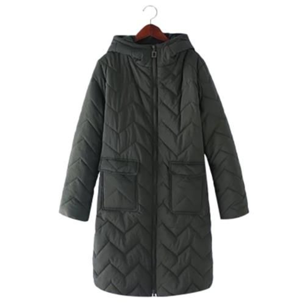 TRENDY HOODED LONG SLEEVE ZIPPER POCKET WOMEN COAT (ARMY GREEN)