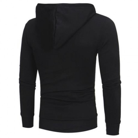 OBLIQUE ZIPPERS COLOR BLOCK FLEECE HOODIE (BLACK)