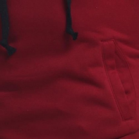 DRAWSTRING IRREGULAR PANEL FLEECE HOODIE (WINE RED)
