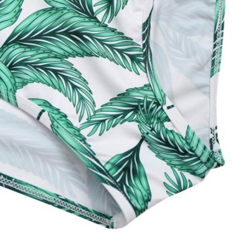 TROPICAL LEAVES PRINT PUSH UP BIKINI SET (GREEN)
