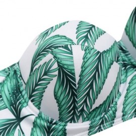 TROPICAL LEAVES PRINT PUSH UP BIKINI SET (GREEN)