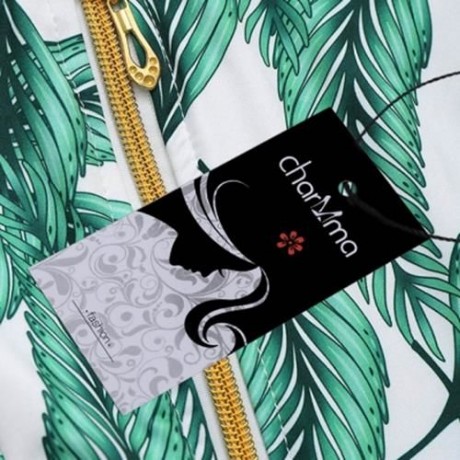 TROPICAL LEAVES PRINT PUSH UP BIKINI SET (GREEN)