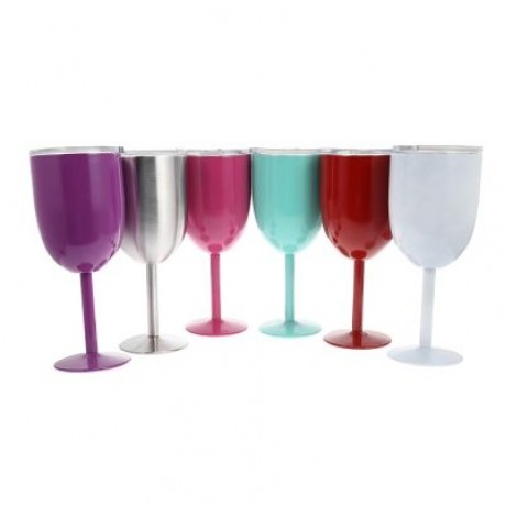 Double-Layer Warm-keeping Stainless Steel Goblet Wine Cup (ROSE RED)