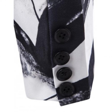 LAPEL WASH PAINTING ONE BUTTON BLAZER (WHITE)