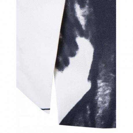LAPEL WASH PAINTING ONE BUTTON BLAZER (WHITE)
