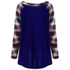 PLUS SIZE RAGLAN SLEEVE PLAID TOP (BLUE)