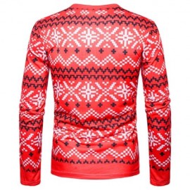 V NECK CHRISTMAS SNOWFLAKE CARTOON PRINT UGLY T-SHIRT (RED)