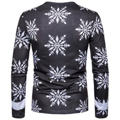 V NECK SNOWFLAKE CHRISTMAS SANTA PRINT UGLY T-SHIRT (COLORMIX)