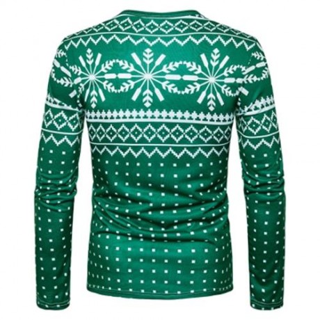 CREW NECK CHRISTMAS SNOWFLAKE CARTOON PRINT UGLY T-SHIRT (COLORMIX)