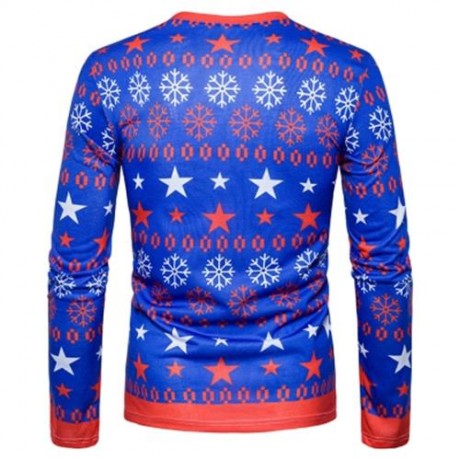 V NECK CHRISTMAS SANTA STARS PRINT UGLY T-SHIRT (COLORMIX)