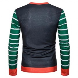 V NECK CHRISTMAS CARTOON STRIPE PRINT UGLY T-SHIRT (COLORMIX)