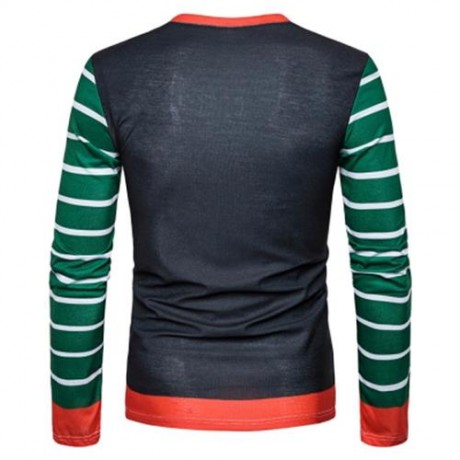 V NECK CHRISTMAS CARTOON STRIPE PRINT UGLY T-SHIRT (COLORMIX)