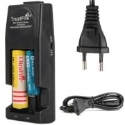 TRUSTFIRE TR-001 TWO SLOTS LITHIUM BATTERY CHARGER WITH TWO INPUT PORTS (BLACK)