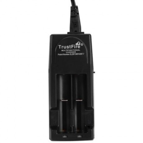 TRUSTFIRE TR-001 TWO SLOTS LITHIUM BATTERY CHARGER WITH TWO INPUT PORTS (BLACK)