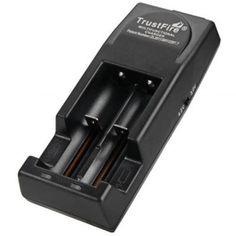 TRUSTFIRE TR-001 TWO SLOTS LITHIUM BATTERY CHARGER WITH TWO INPUT PORTS (BLACK)