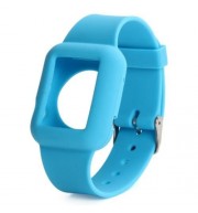42MM SOLID COLOR SILICONE MATERIAL WATCHBAND WITH BUCKLE CLASP FOR APPLE WATCH (BLUE)
