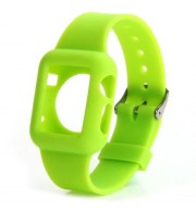 42MM SOLID COLOR SILICONE MATERIAL WATCHBAND WITH BUCKLE CLASP FOR APPLE WATCH (GREEN)