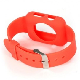 42MM SOLID COLOR SILICONE MATERIAL WATCHBAND WITH BUCKLE CLASP FOR APPLE WATCH (RED)