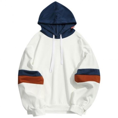 COLOR BLOCK MENS HOODIE (WHITE)