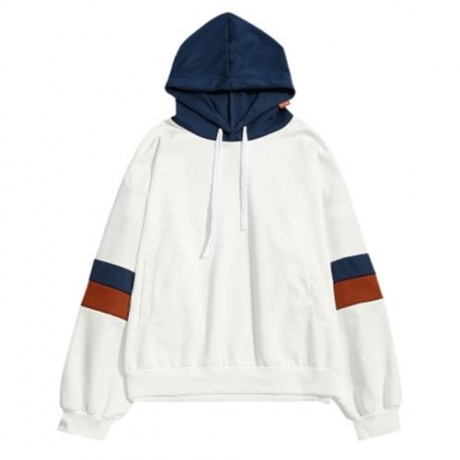 COLOR BLOCK MENS HOODIE (WHITE)