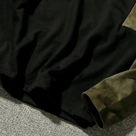COLOR BLOCK PANEL DROP SHOULDER PULLOVER HOODIE (SAGE GREEN)