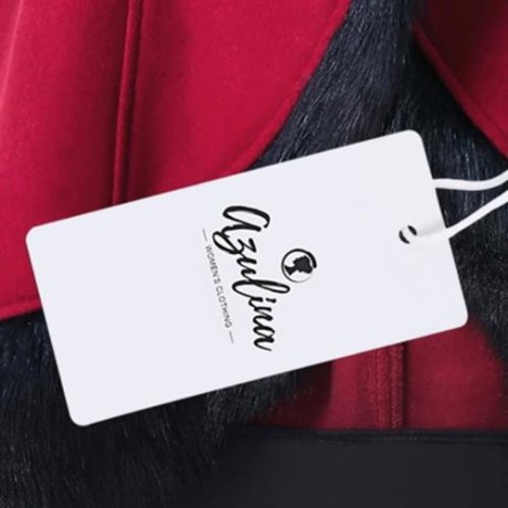 FAUX FUR PANEL LACE UP HOODED LONGLINE COAT (RED)