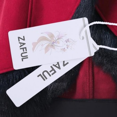 FAUX FUR PANEL LACE UP HOODED LONGLINE COAT (RED)