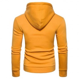 HOODED HALF ZIP POUCH POCKET FLEECE PULLOVER HOODIE (YELLOW)