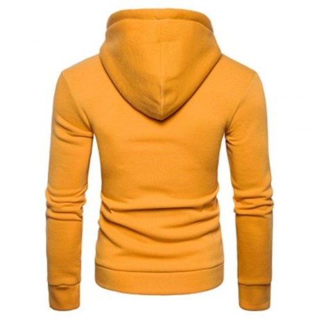 HOODED HALF ZIP POUCH POCKET FLEECE PULLOVER HOODIE (YELLOW)
