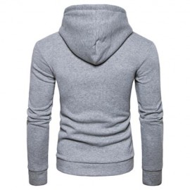 HOODED HALF ZIP POUCH POCKET FLEECE PULLOVER HOODIE (LIGHT GRAY)
