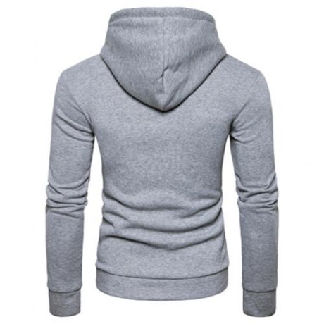 HOODED HALF ZIP POUCH POCKET FLEECE PULLOVER HOODIE (LIGHT GRAY)