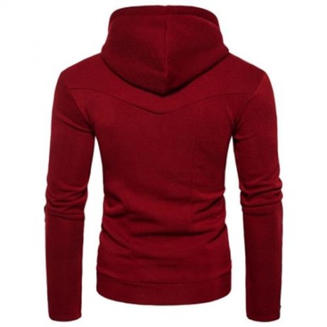 EDGING ZIPPER FLEECE PULLOVER HOODIE (RED)