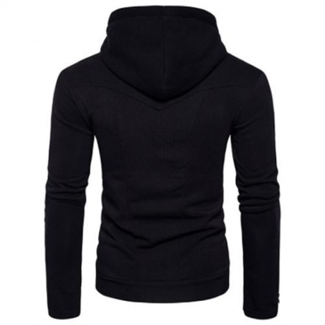 EDGING ZIPPER FLEECE PULLOVER HOODIE (BLACK)
