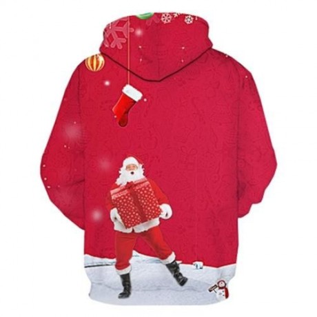 HOODED 3D CHRISTMAS SANTA PRINT PULLOVER HOODIE (COLORMIX)