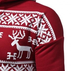 HOODED SNOW AND REINDEER PRINT FLEECE HOODIE (RED)