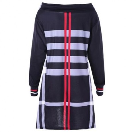 PLUS SIZE SLIT STRIPES LONG SLEEVE COAT (COLORMIX)