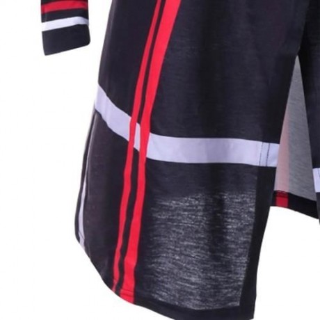 PLUS SIZE SLIT STRIPES LONG SLEEVE COAT (COLORMIX)