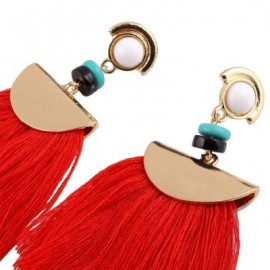Women Faddish Tassel Threader Drop Earrings  (RED)