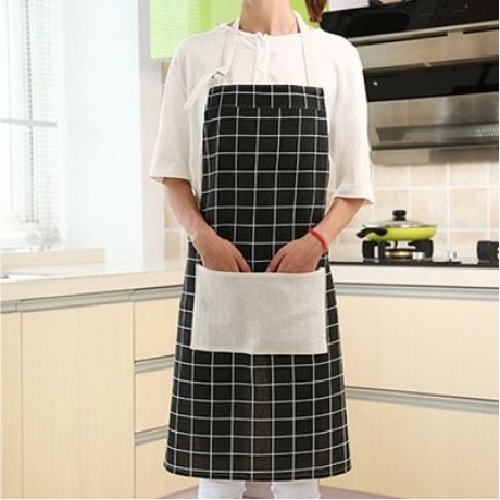 Kitchen Cotton Oil Proof Durable Comfortable Apron (BLACK)