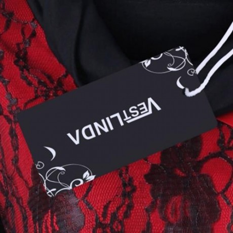 PLUS SIZE TWO TONE LACE TRIM ASYMMETRICAL TOP (RED WITH BLACK)