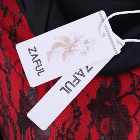 PLUS SIZE TWO TONE LACE TRIM ASYMMETRICAL TOP (RED WITH BLACK)