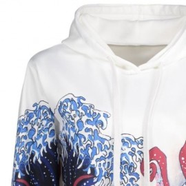 3D WAVE PRINT KANGAROO POCKET HOODIE (WHITE)