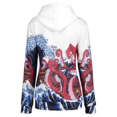 3D WAVE PRINT KANGAROO POCKET HOODIE (WHITE)