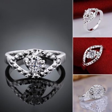 FASHIONABLE RHINSTONE HOLLOW OUT WOMEN'S RING (WHITE)