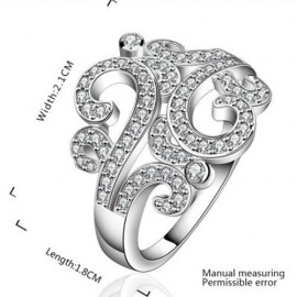 CLASSIC RHINESTONE HOLLOW OUT WOMEN'S RING (WHITE)