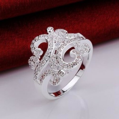 CLASSIC RHINESTONE HOLLOW OUT WOMEN'S RING (WHITE)
