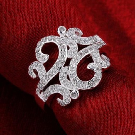 CLASSIC RHINESTONE HOLLOW OUT WOMEN'S RING (WHITE)