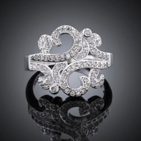CLASSIC RHINESTONE HOLLOW OUT WOMEN'S RING (WHITE)