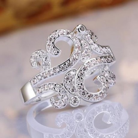CLASSIC RHINESTONE HOLLOW OUT WOMEN'S RING (WHITE)