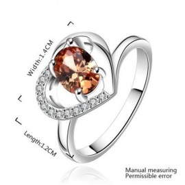 STYLISH HEART SHAPE RHINESTONE HOLLOW OUT RING FOR WOMEN (COLORFUL)